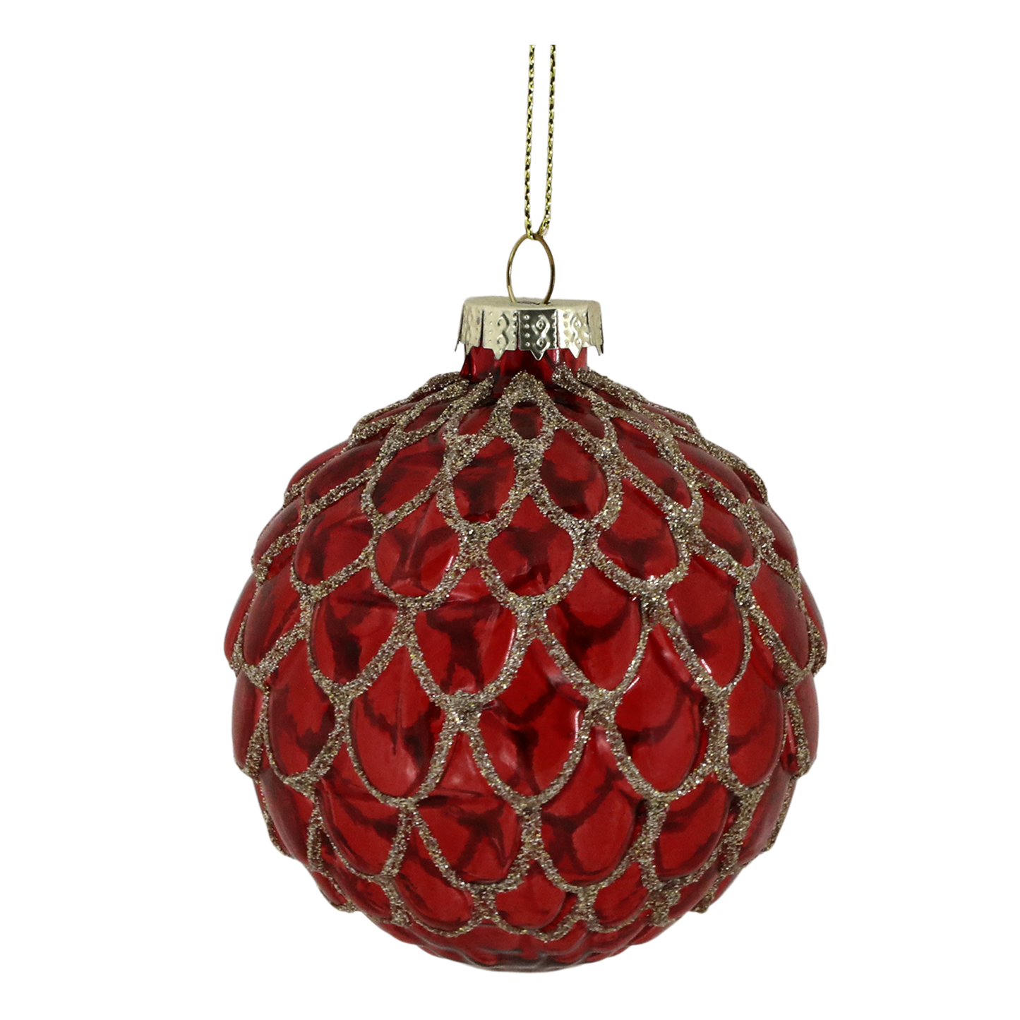 Hand Painted Red glass Christmas bauble. Generosa Home