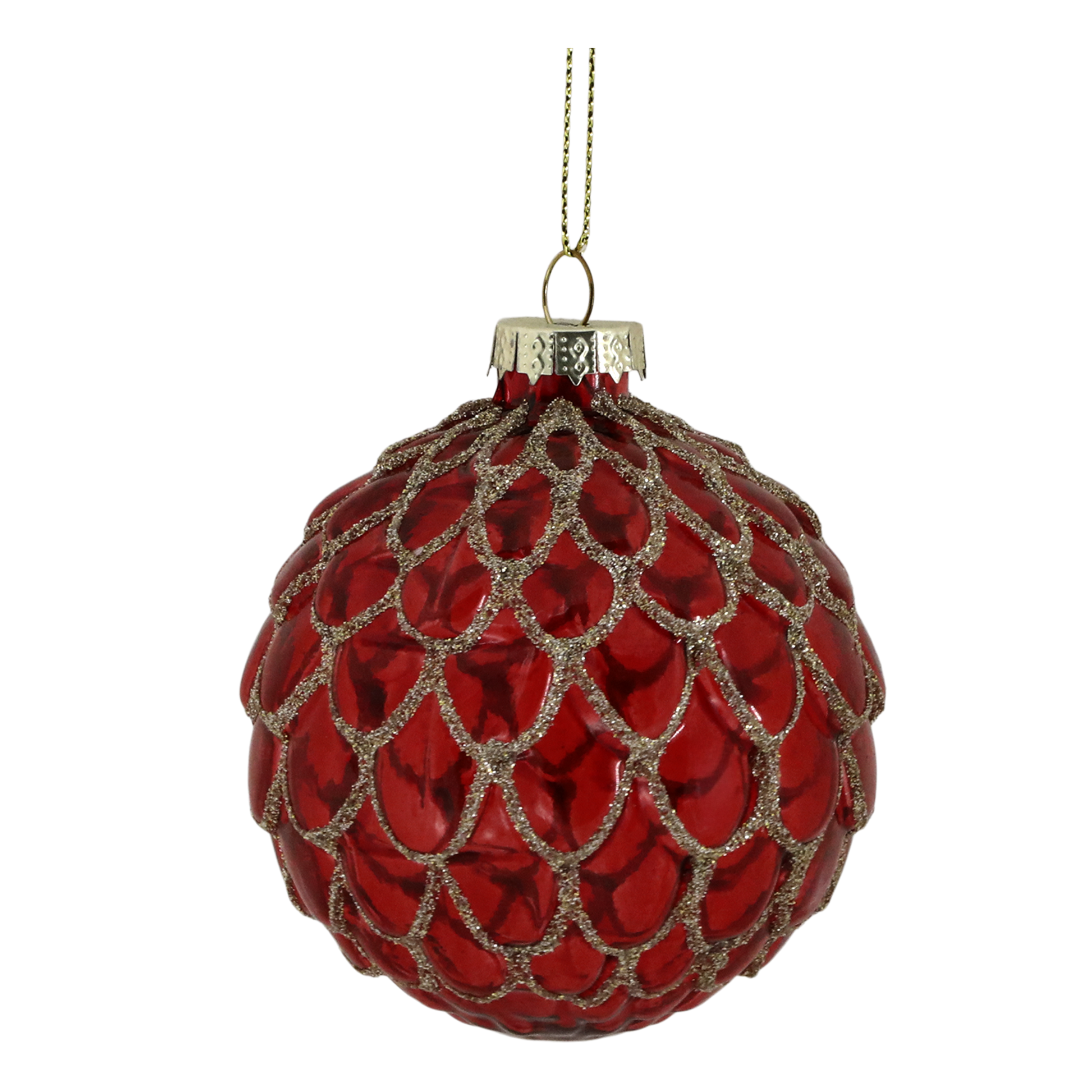 Hand Painted Red glass Christmas bauble. Generosa Home