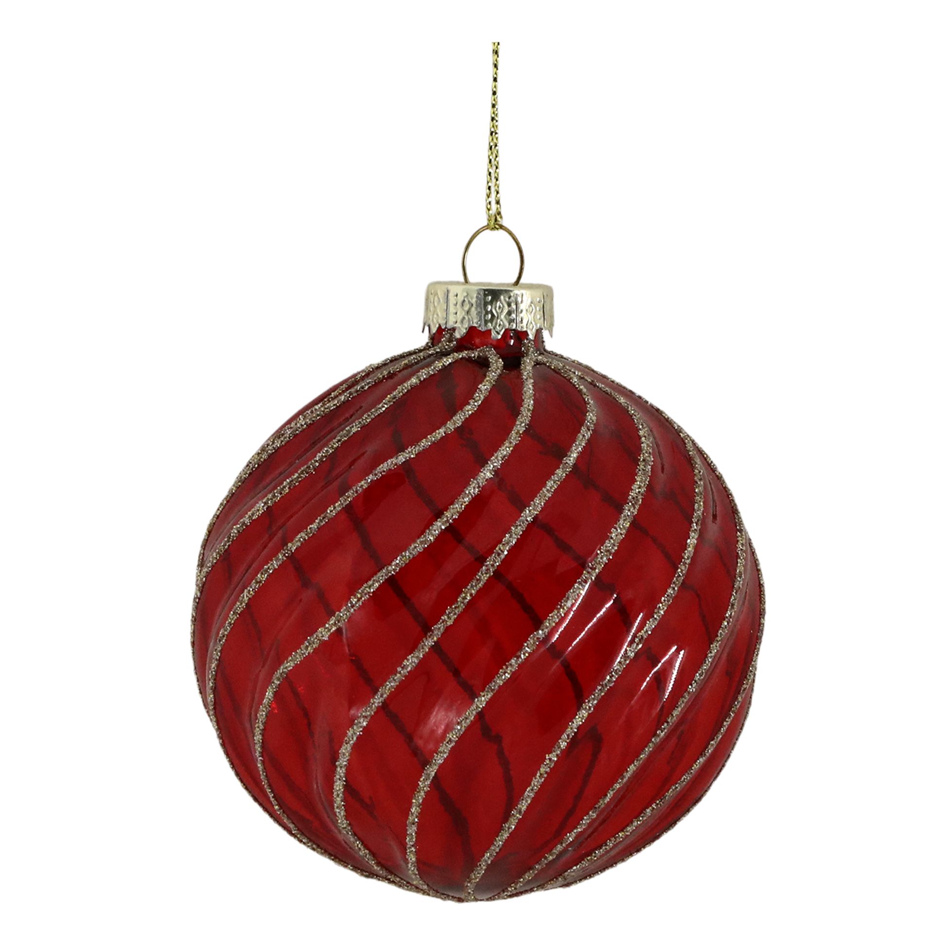 Hand Painted Red glass Christmas bauble. Generosa Home