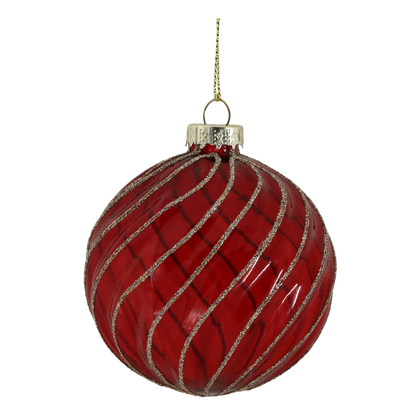 Hand Painted Red glass Christmas bauble. Generosa Home