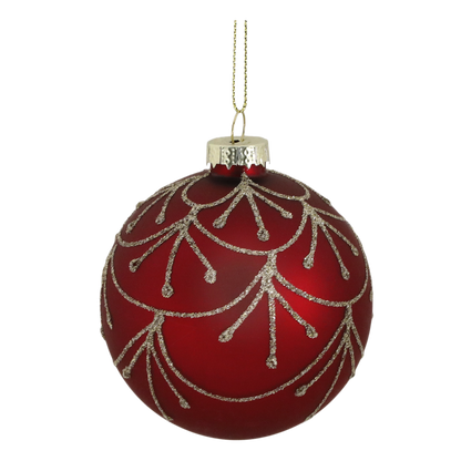 Hand Painted Red glass Christmas bauble. Generosa Home