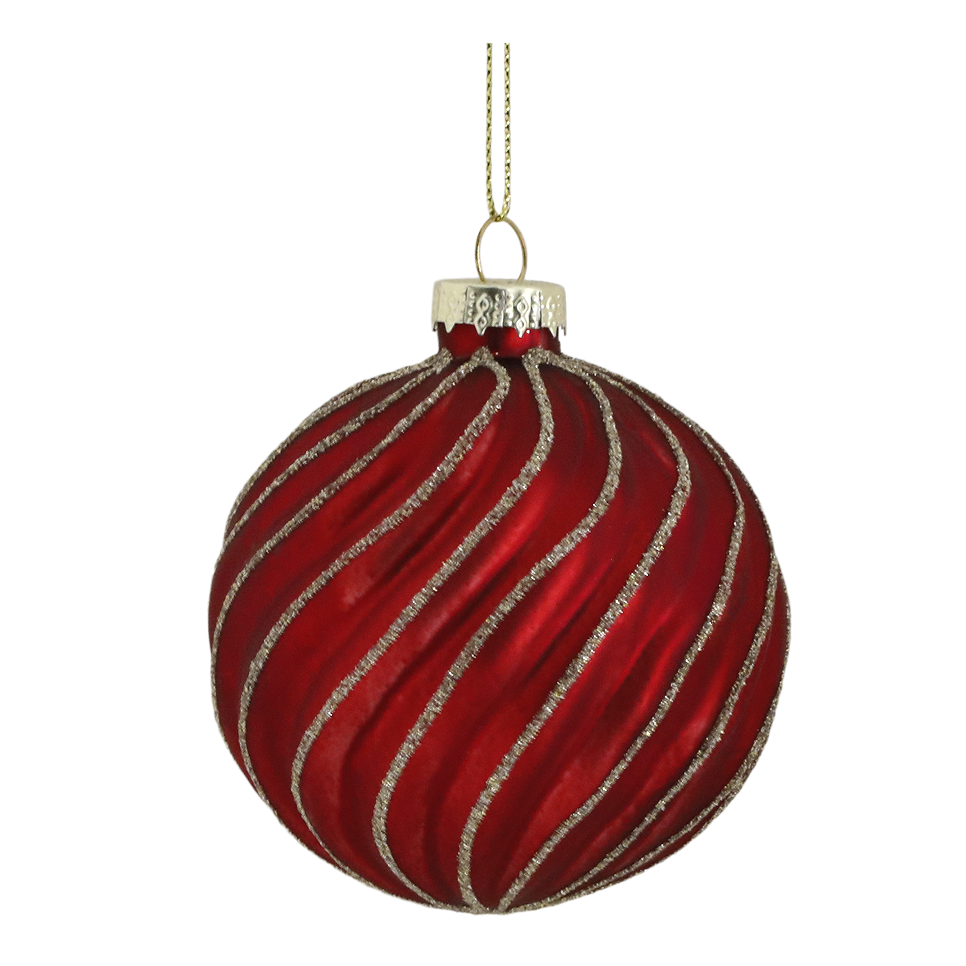 Hand Painted Red glass Christmas bauble. Generosa Home