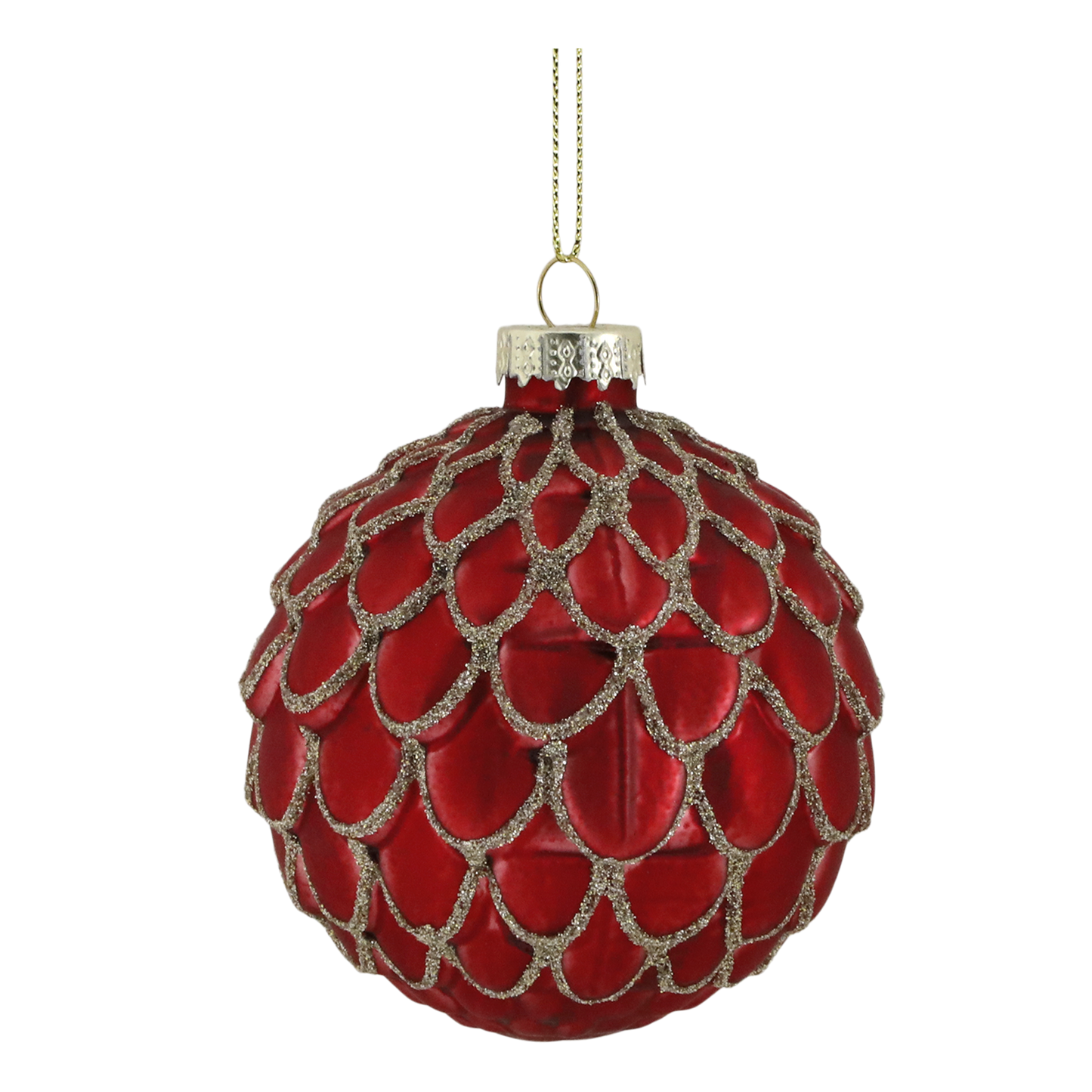 Hand Painted Red glass Christmas bauble. Generosa Home