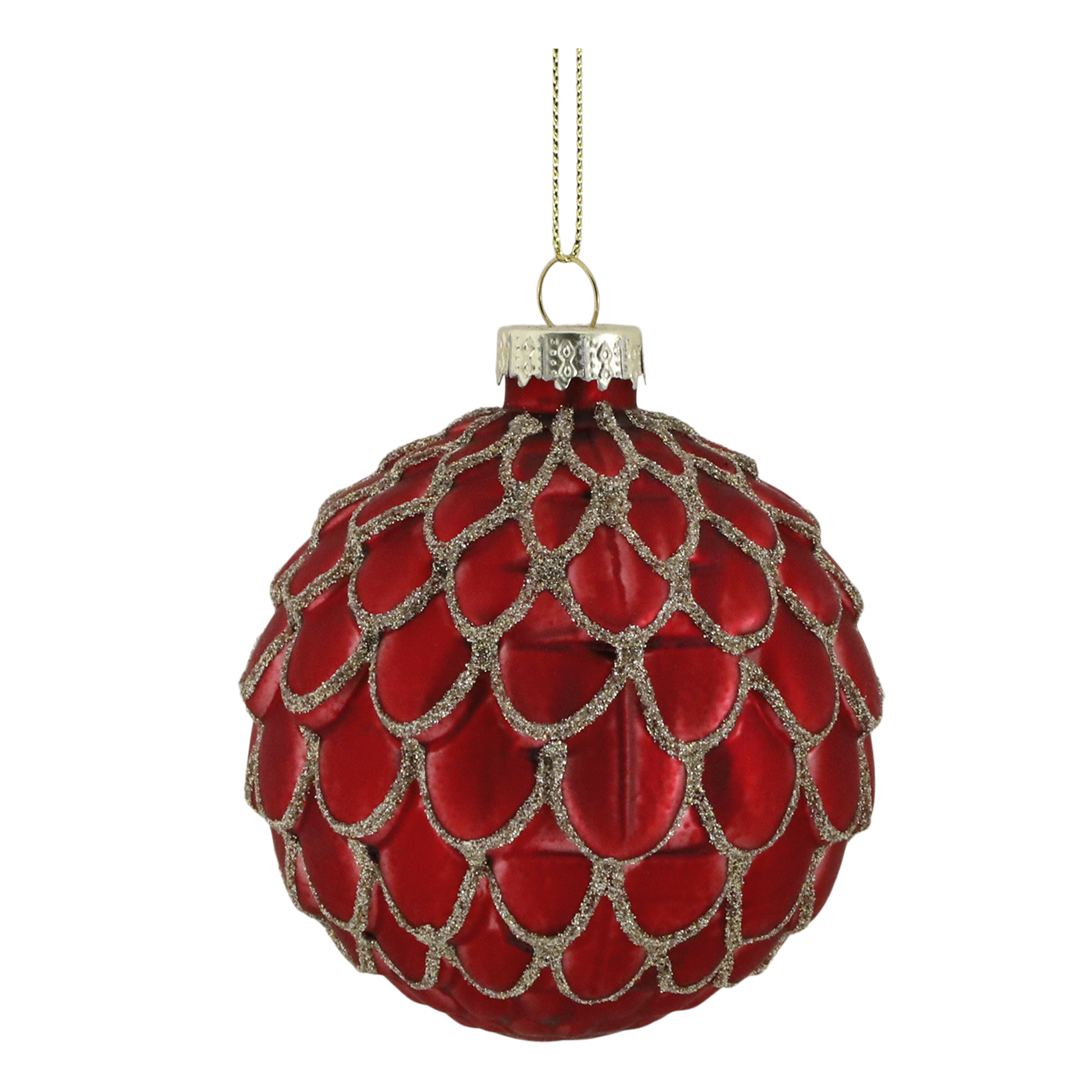 Hand Painted Red glass Christmas bauble. Generosa Home