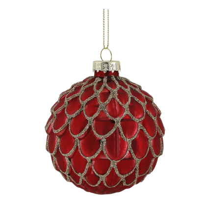 Hand Painted Red glass Christmas bauble. Generosa Home