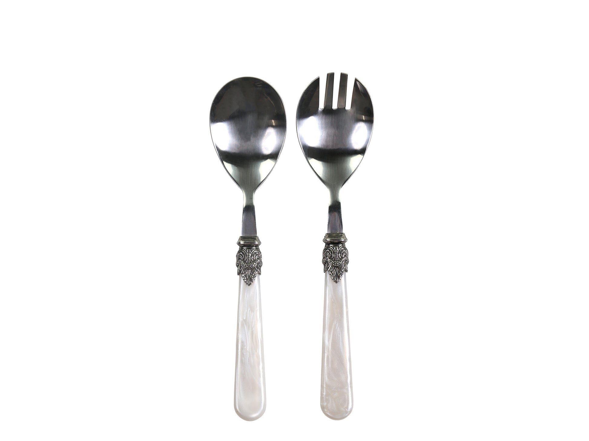 This Salad Server Set of 2 is made with mother of pearl and stainless steel construction, giving it an elegant, chic vintage look. Crafted to last, these servers are easy to wash by hand and will withstand the test of time.
