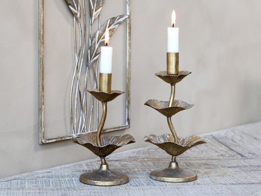 Candlestick with Leaf Decor H24cm
