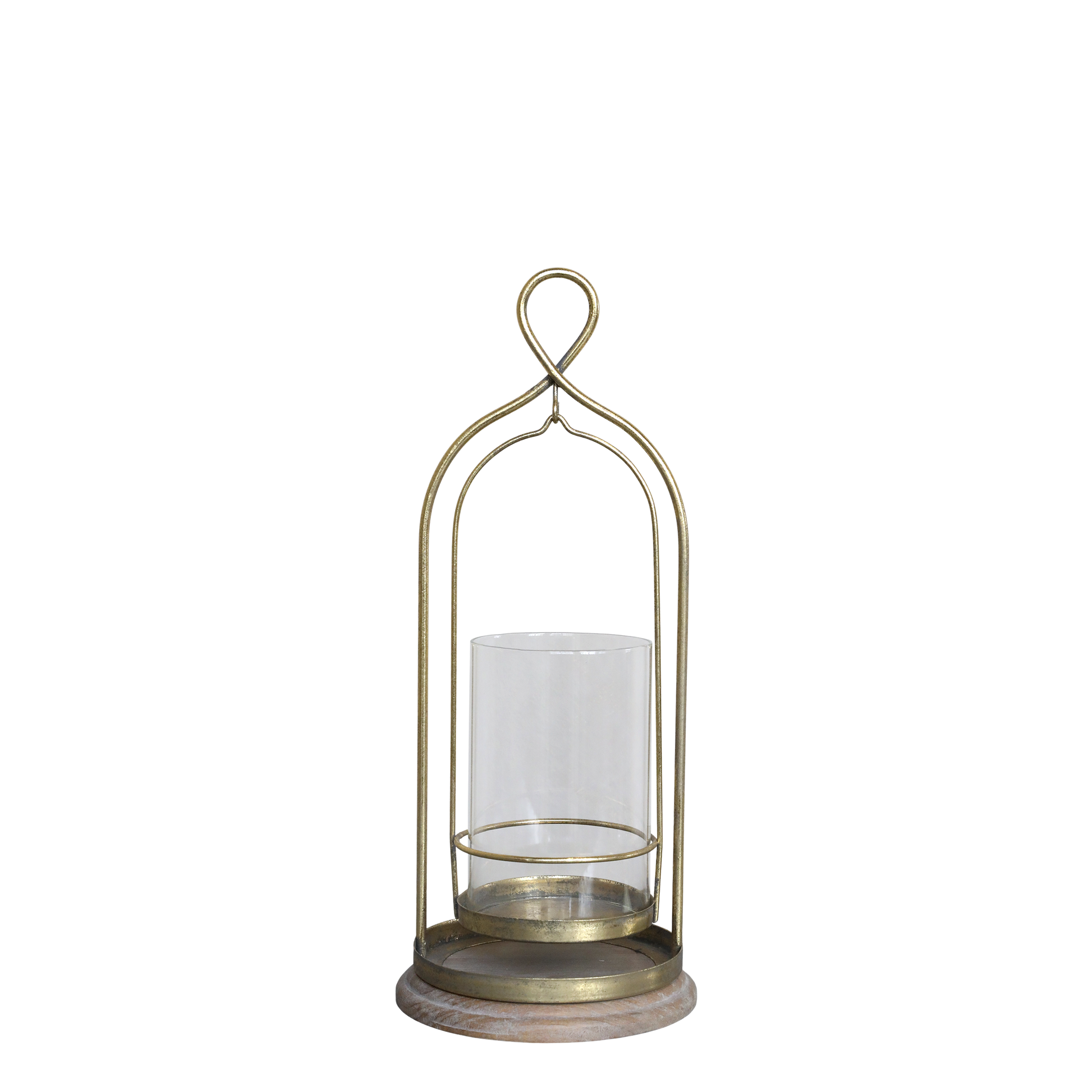 Decorative lantern with glass container on a white background