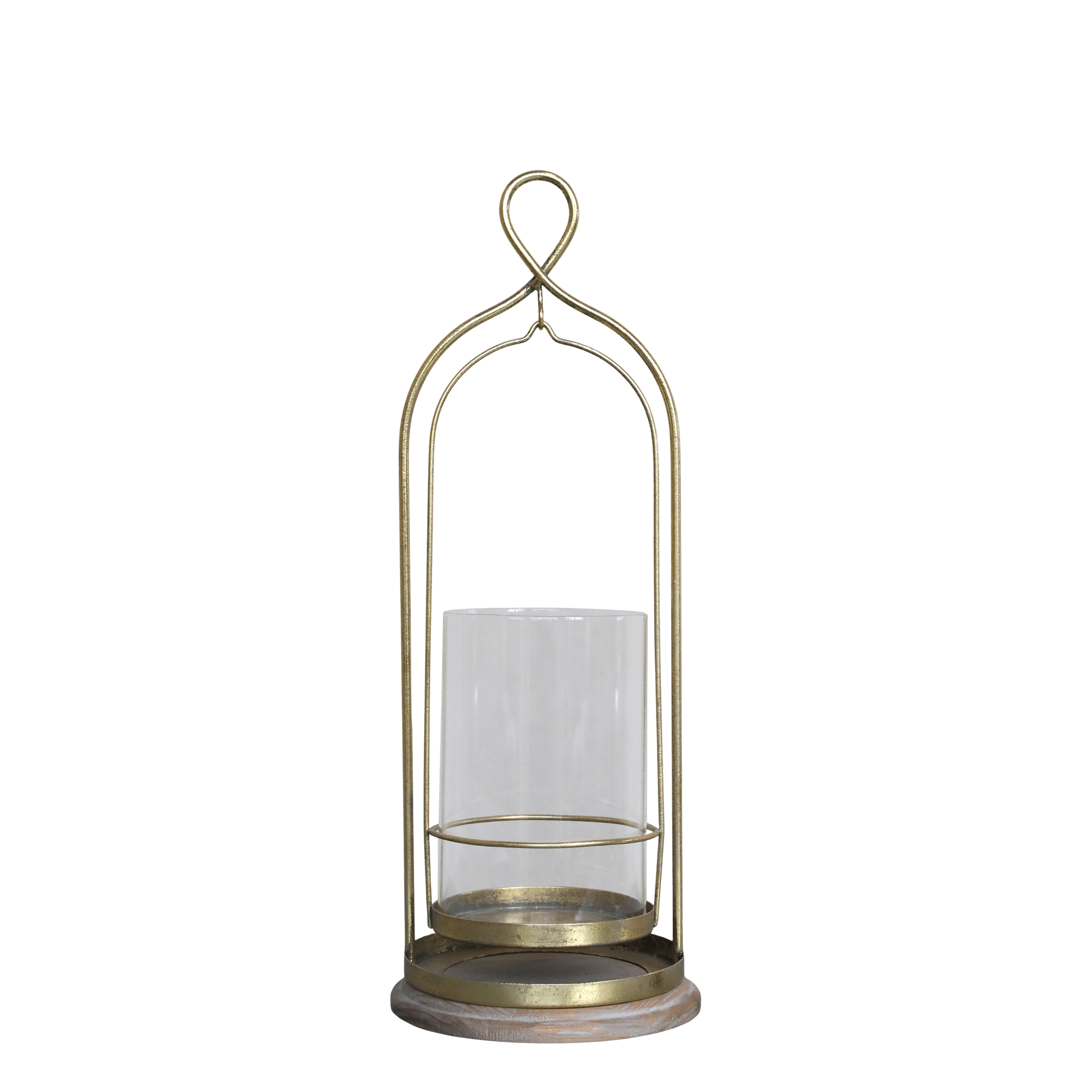 Decorative lantern with glass container on a white background