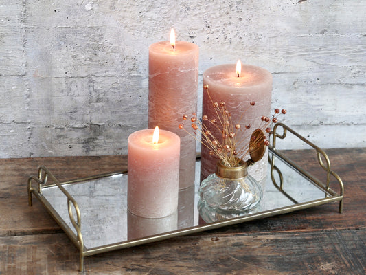 Mirrored Tray with handles L39.5 cm