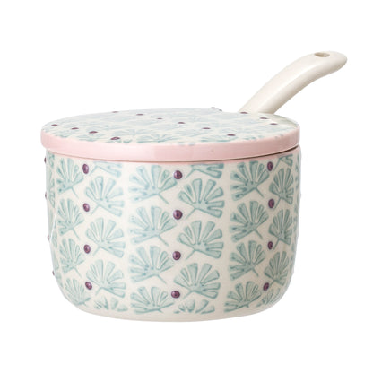 Maya Sugar Bowl w/Lid and spoon, Stoneware