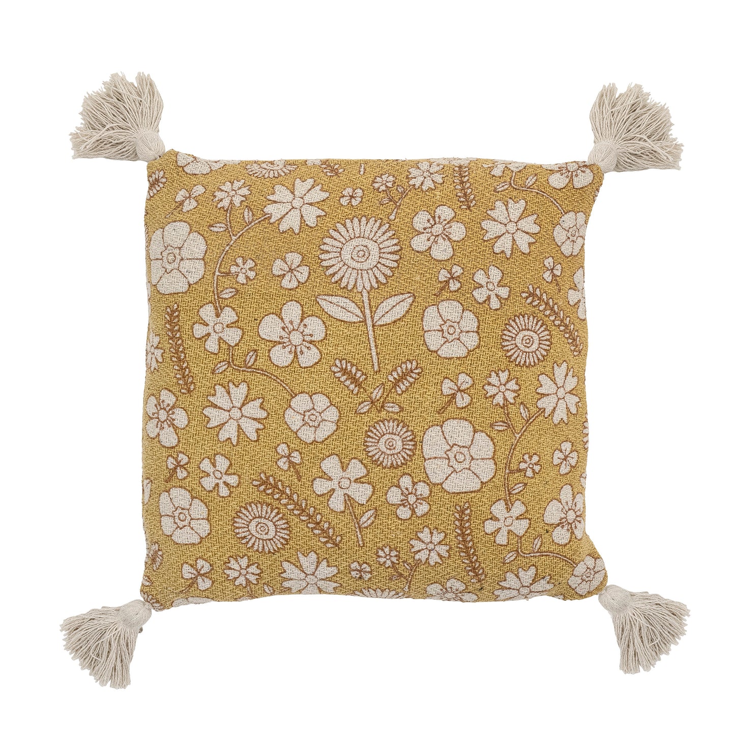 The Camille Cushion by Bloomingville MINI is made of recycled cotton in a beautiful floral print with soft colors. The cushion has lovely tassels in each corner and fits perfectly in any child's room.  L40xH40 cm