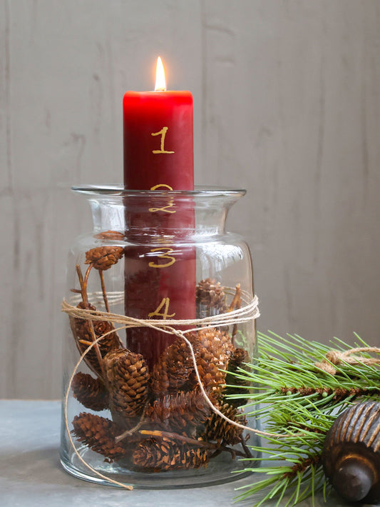 Advent Candle with Gold Numbers 1-4 Red - Generosa Home & Living -  - 