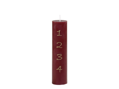 Advent Candle with Gold Numbers 1-4 Red - Generosa Home & Living -  - 