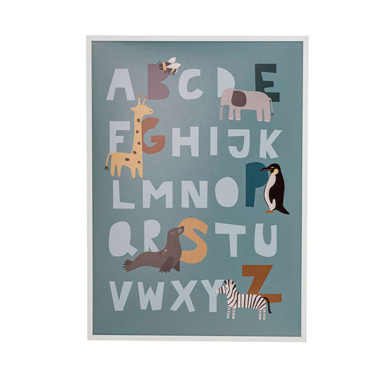 Alphabet Poster with White Pine Frame - Generosa Home & Living -  - 