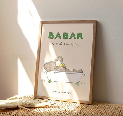 Babar Prend Son Bain 30x40cm print - Generosa Home & Living -  - 