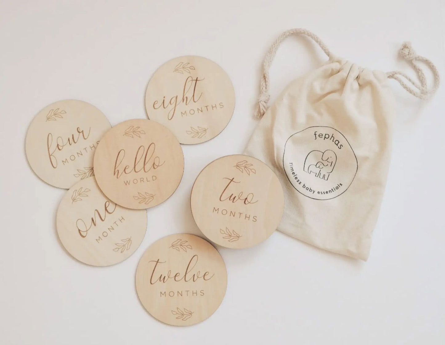 Baby Monthly Milestone Wooden Cards/Discs - Generosa Home & Living -  - 