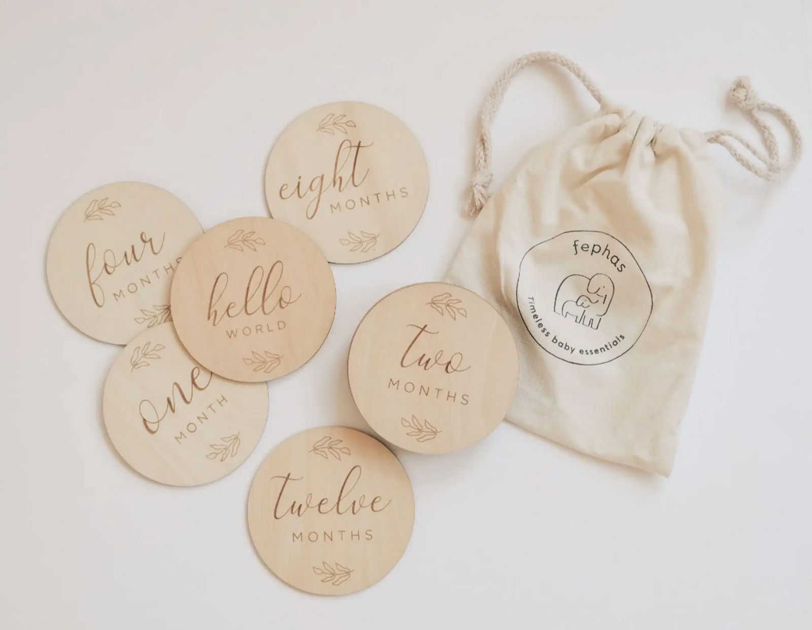 Baby Monthly Milestone Wooden Cards/Discs - Generosa Home & Living -  - 