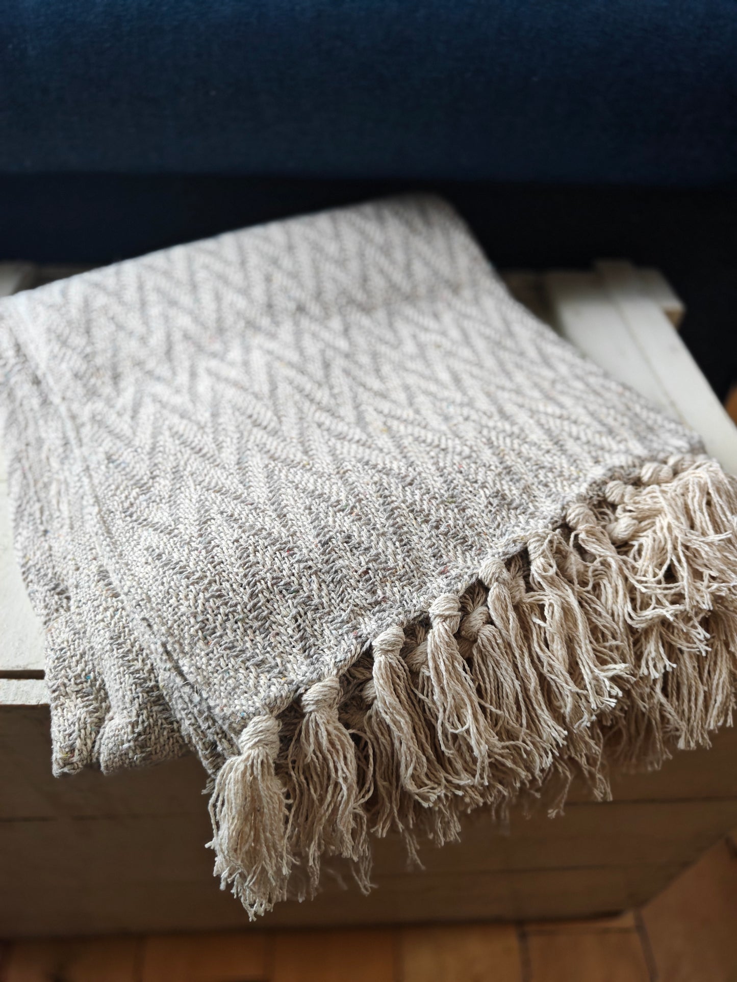 Patterned Throw- French Grey