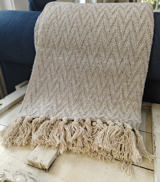 Patterned Throw- French Grey