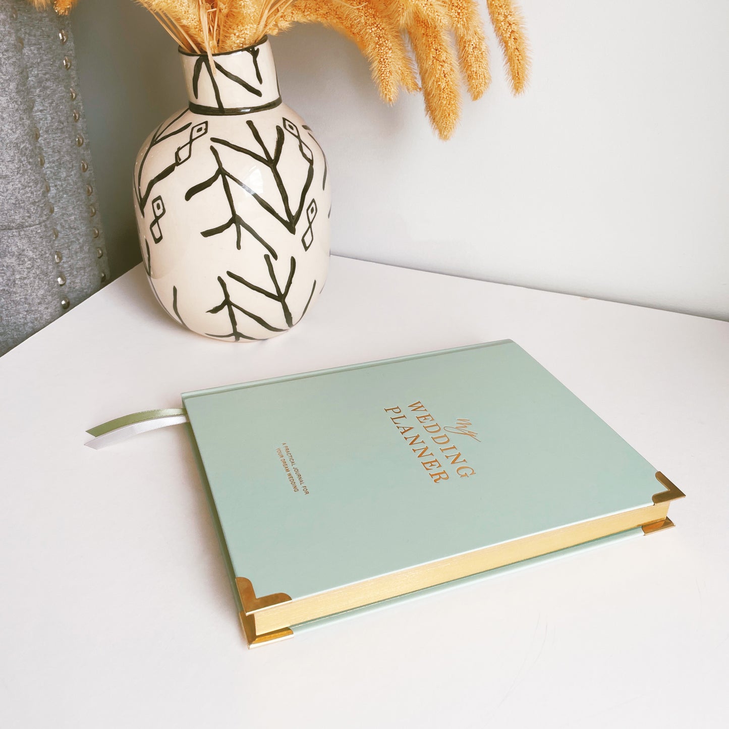 Blush and Gold Foil Luxury Wedding Planner Book with Gilt pages -Sage
