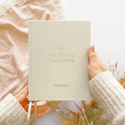 Ivory Cloth Wedding Planner Book with Gold Foil + Gilt Edges