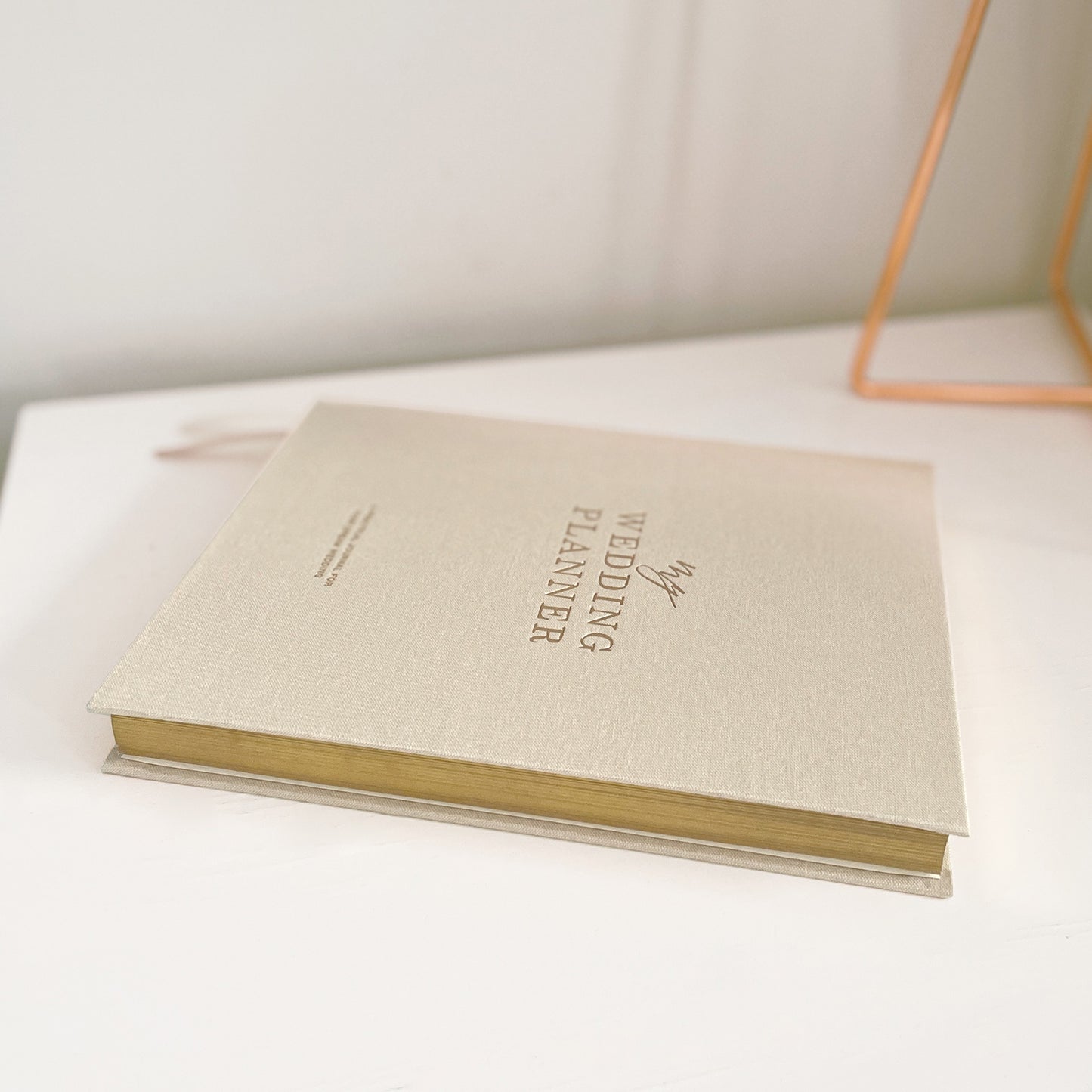 Ivory Cloth Wedding Planner Book with Gold Foil + Gilt Edges