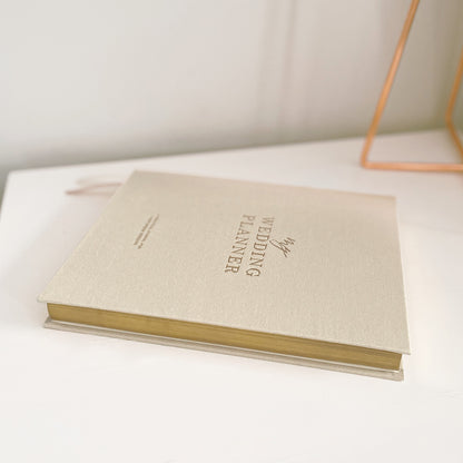 Ivory Cloth Wedding Planner Book with Gold Foil + Gilt Edges