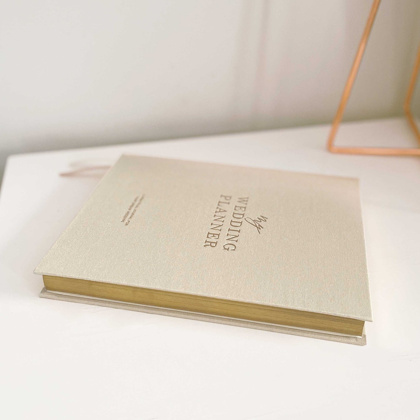 Ivory Cloth Wedding Planner Book with Gold Foil + Gilt Edges