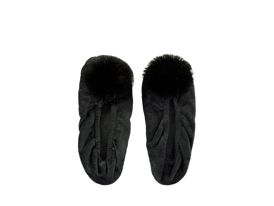 Slippers with Pompom- Black