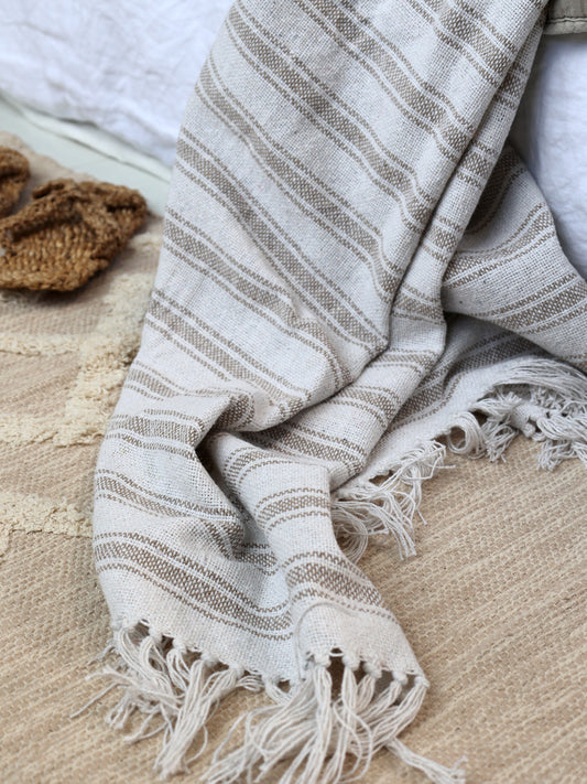 Throw with Horizontal Stripes-Latte (only 2 left!)
