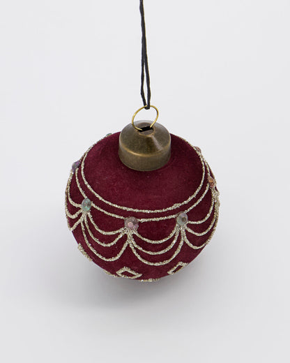 Christmas Bauble- Burgundy Velvet 5.5cm (only 3 left!) - Generosa Home & Living