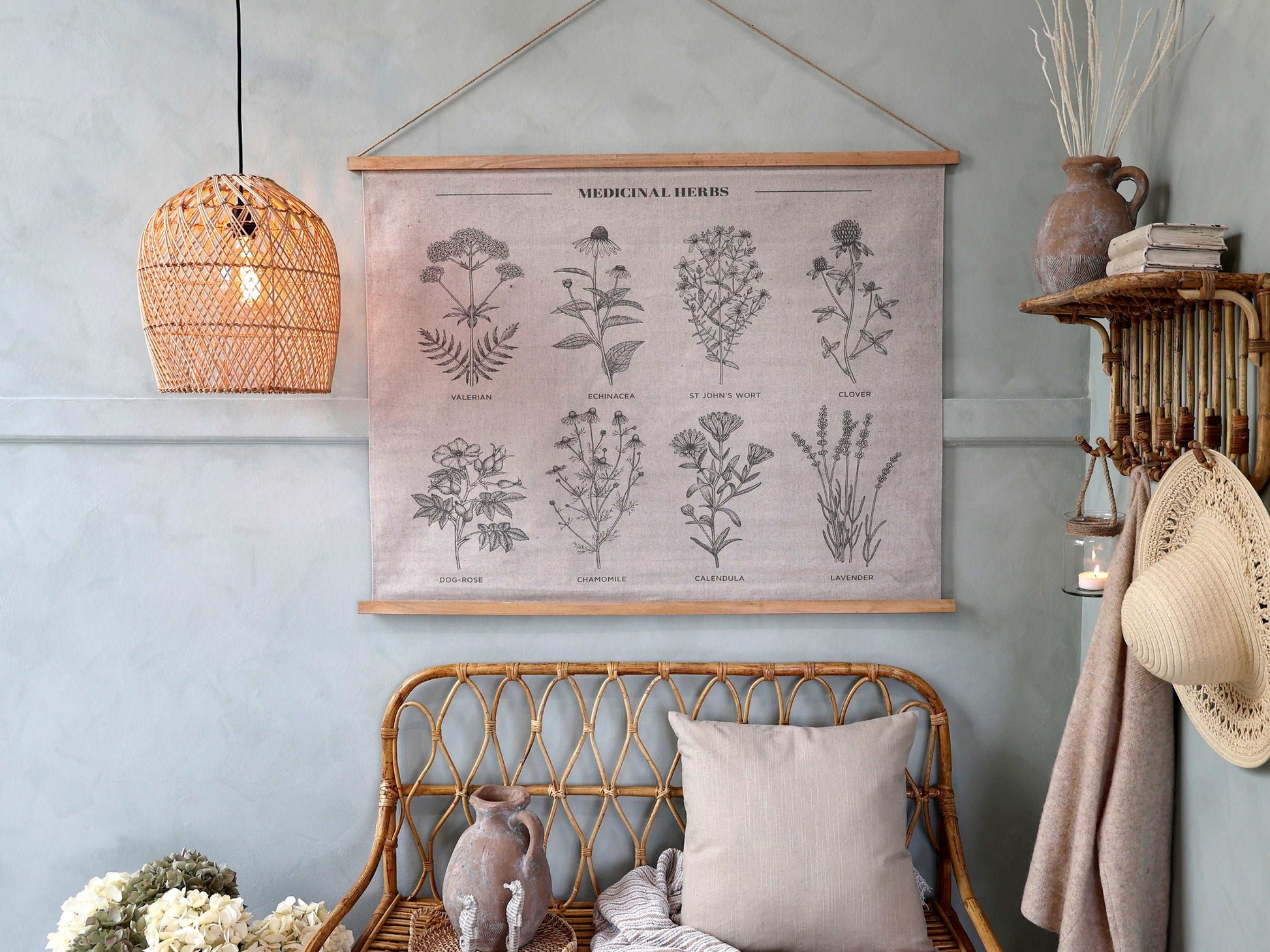 Hanging Canvas Print with Medicinal Herbs