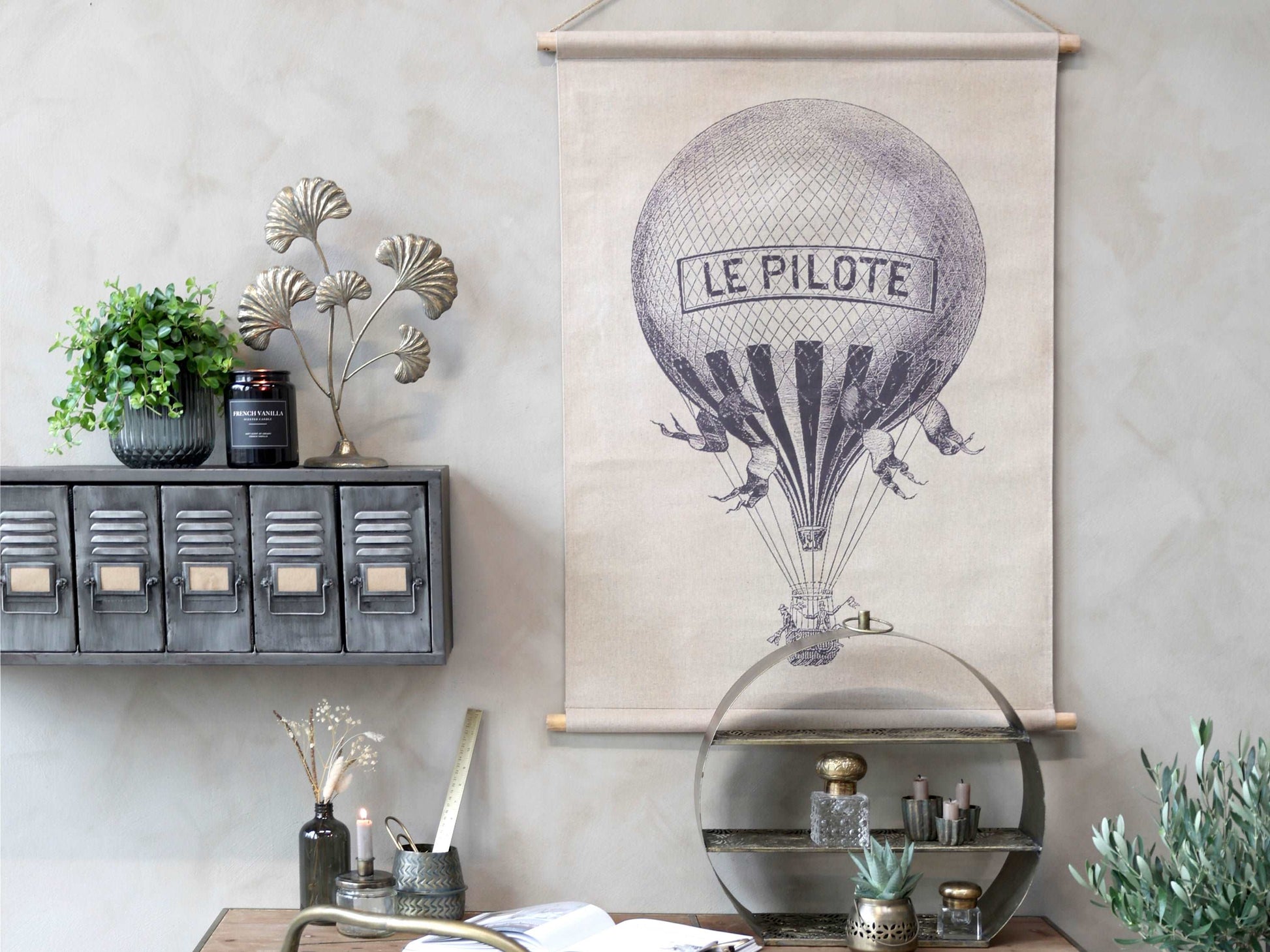 Hanging Canvas Print with Hot Air Balloon