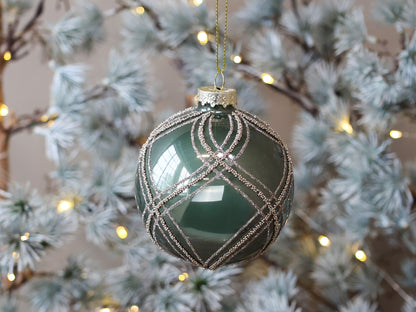 Christmas bauble with Glitter Squares Set of 2