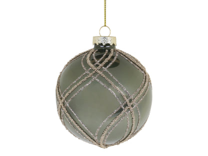 Christmas bauble with Glitter Squares Set of 2