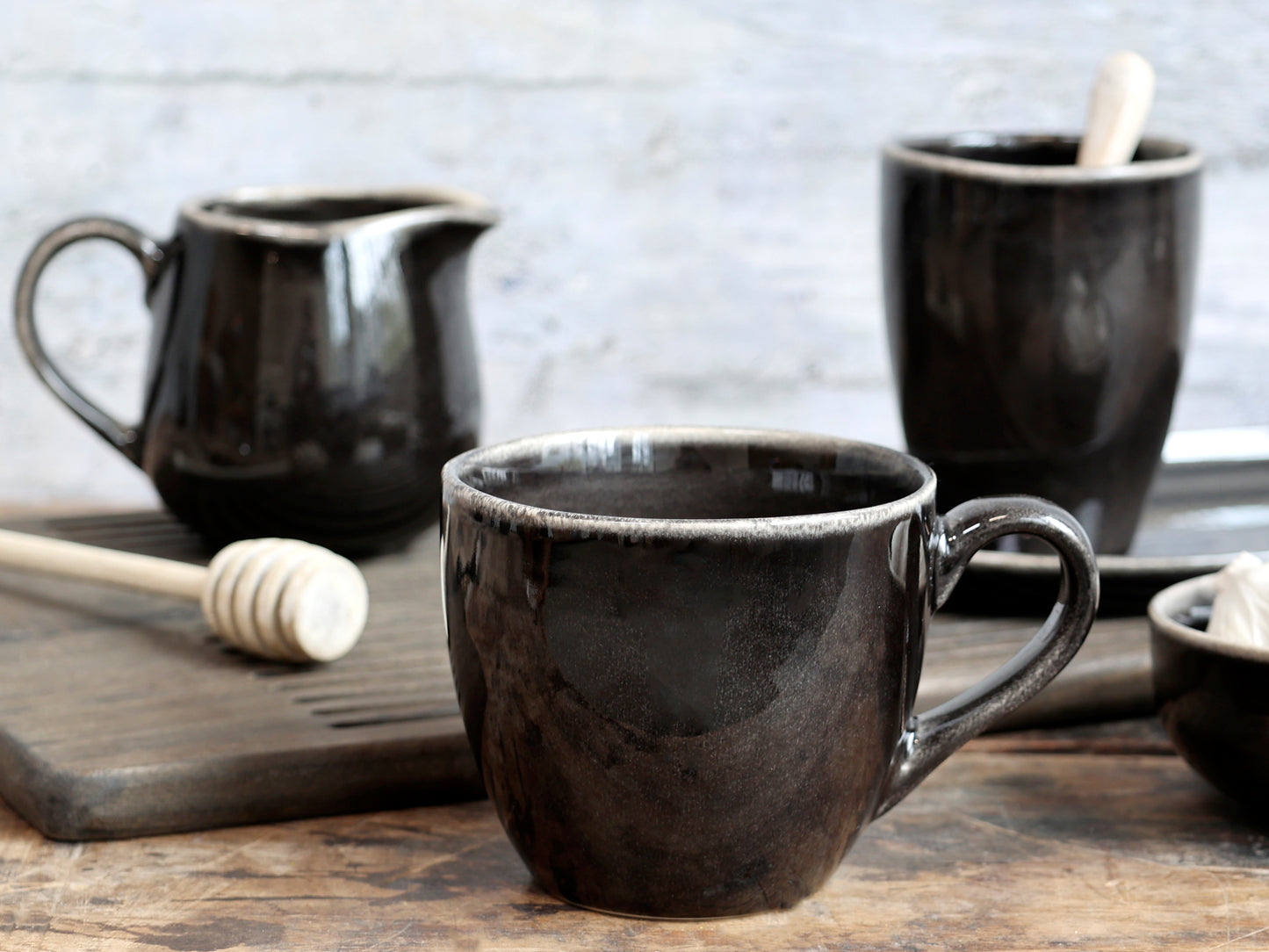 Set of 4 Calais Mug with Handle- Coal