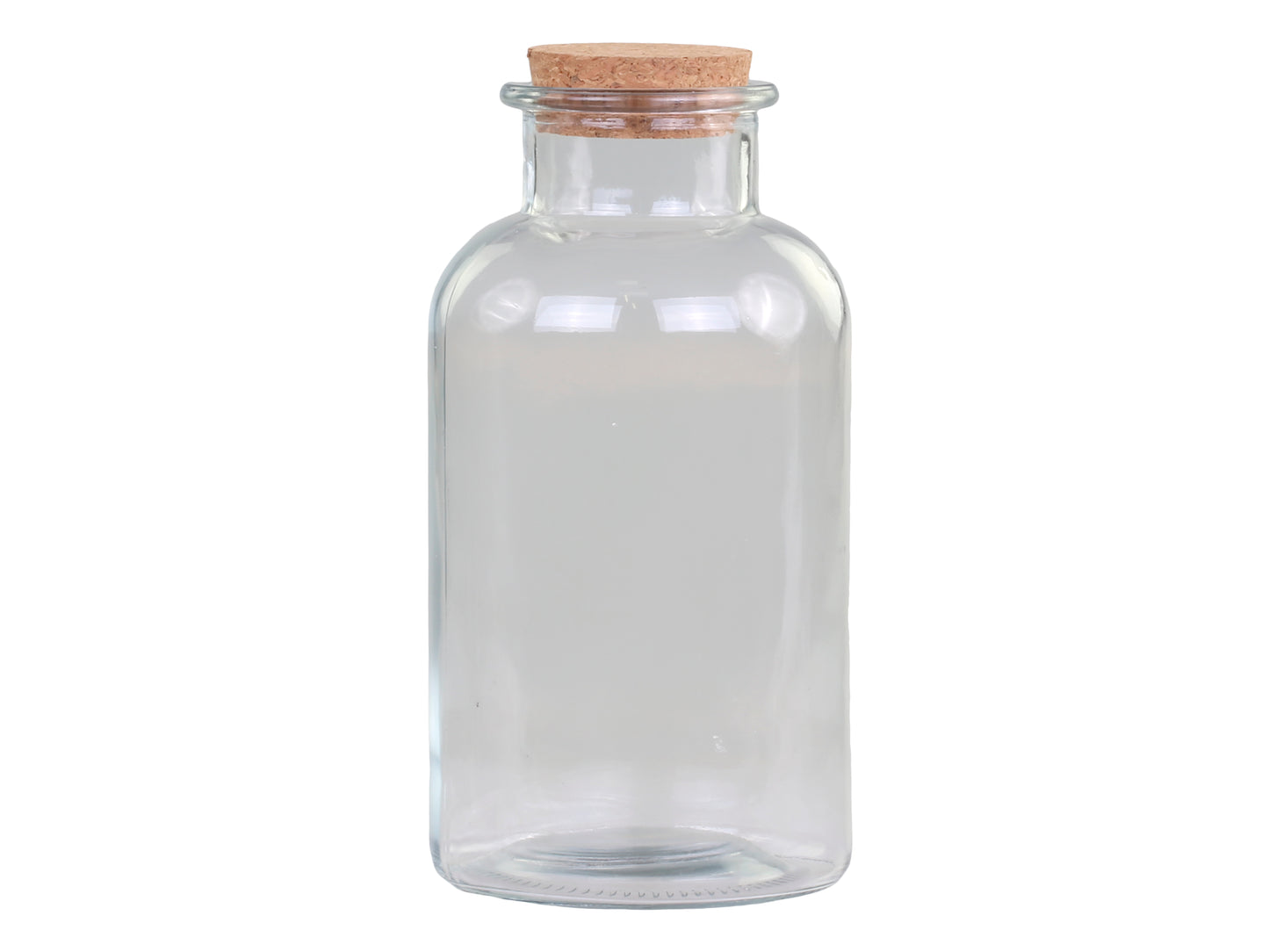 Milk Bottle with Cork Top-Dimensions:H21/D9 cm clear Material: Glass and cork Contains: 1200 ml Glass is dishwasher safe