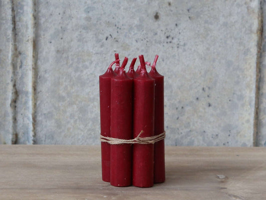 Bundle of 4 Short Dinner Candles-Dark Red freeshipping - Generosa