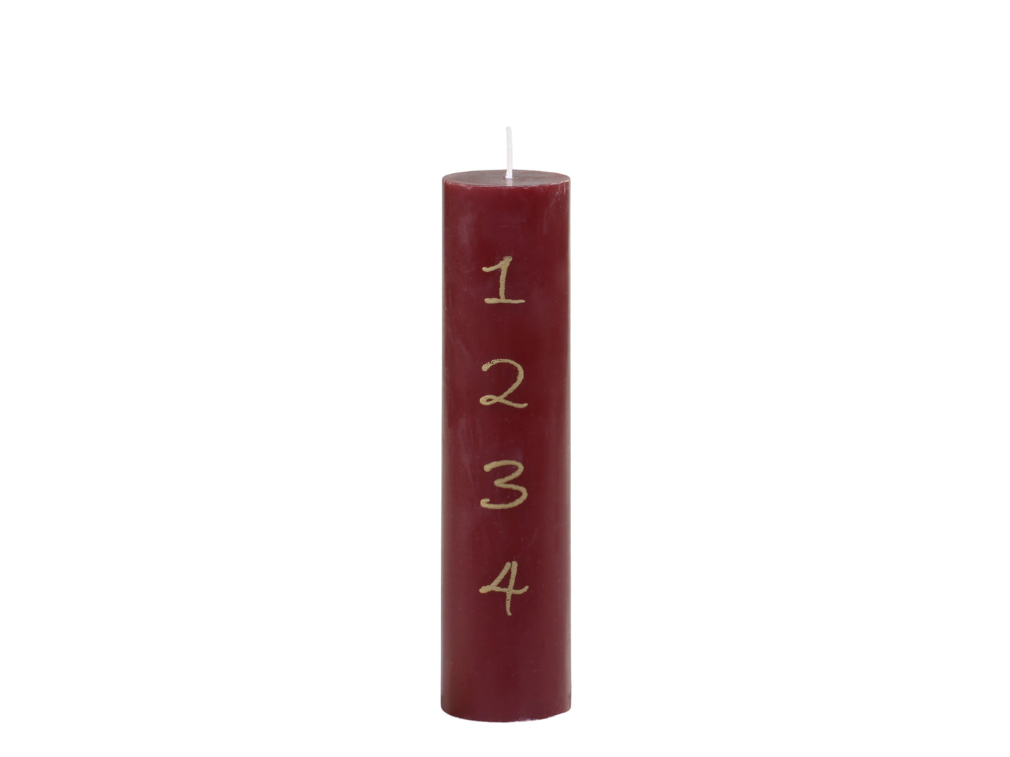 Advent Candle with Gold Numbers 1-4 Red