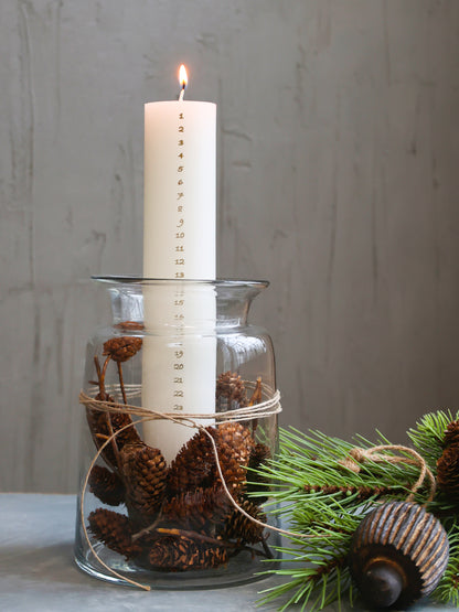 White Advent Candle with Gold Numbers