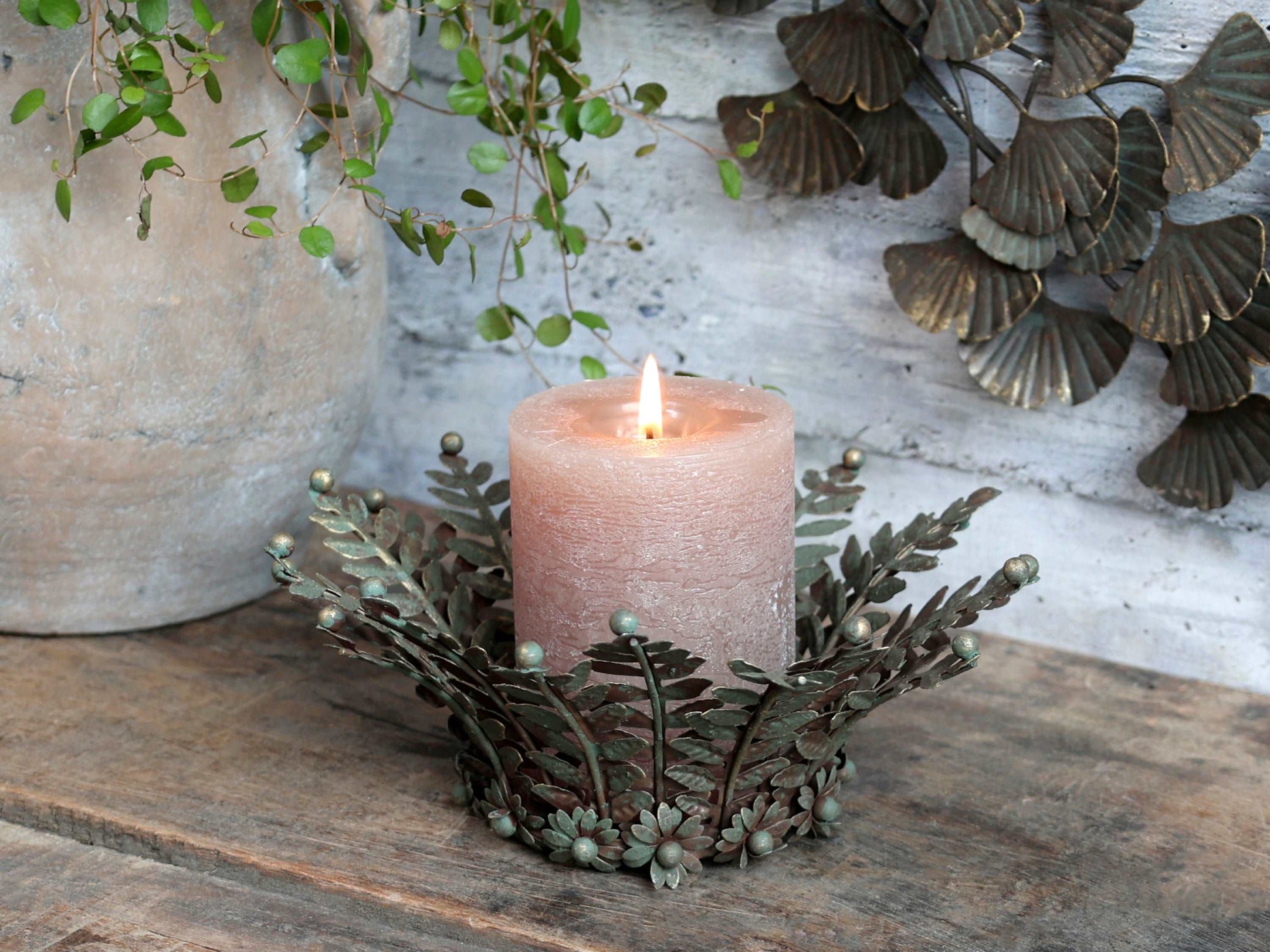 Candle Tray with Leaves freeshipping - Generosa
