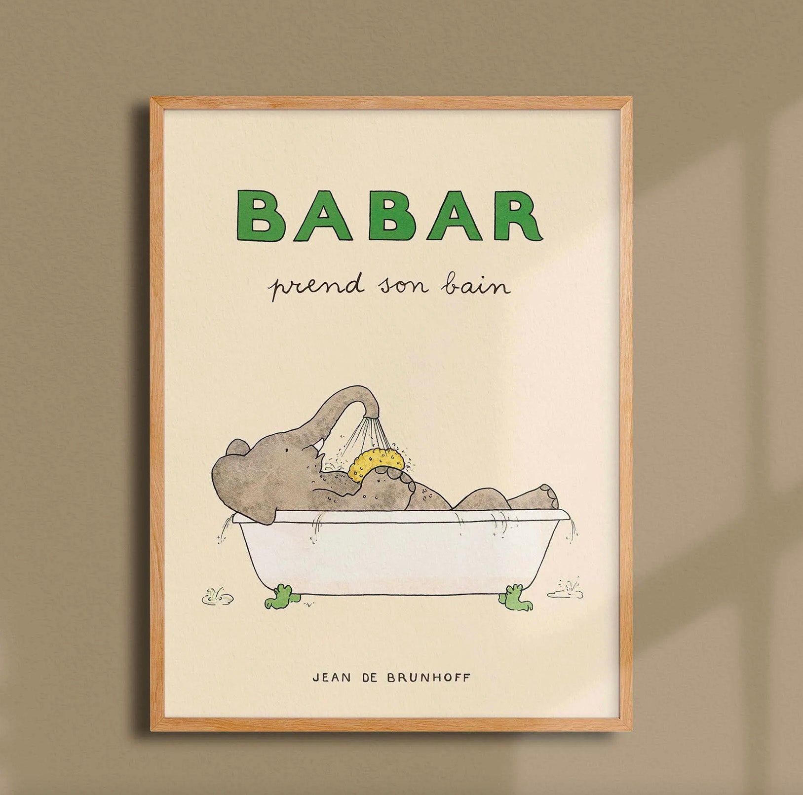Babar takes his bath-"Prend Son Bain" 30x40cm print Generosa Home