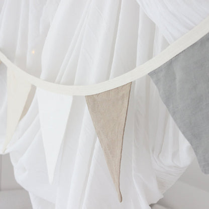 Bunting- white, beige and grey