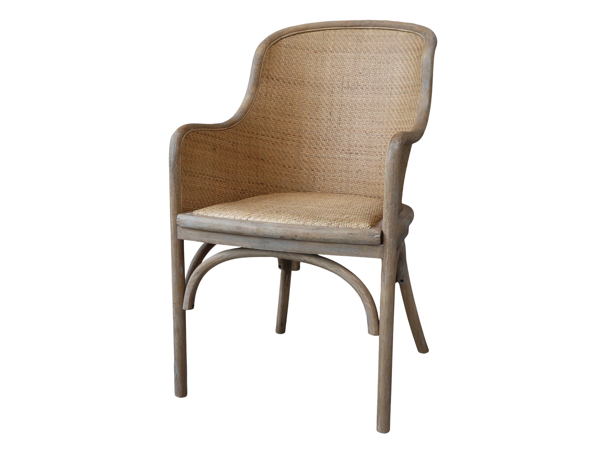 Old French Chair with Wicker  -Chic Antique