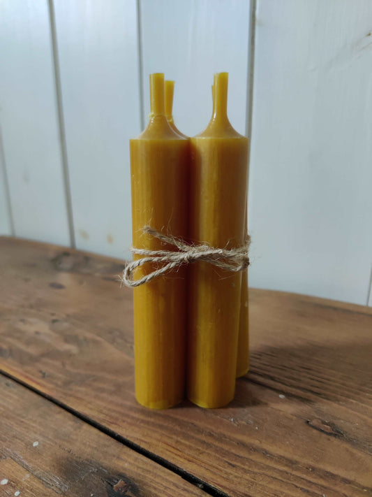 Bundle of 4 Short Dinner Candles- Mustard Colour freeshipping - Generosa
