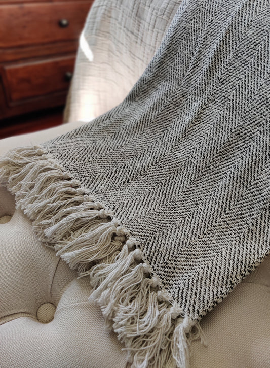 Throw with Pattern-Black freeshipping - Generosa