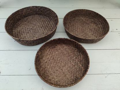 Round Seagrass Baskets Set of 3