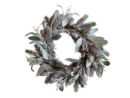 Fleur Fir Wreath with Cones,Snow & Leaves freeshipping - Generosa