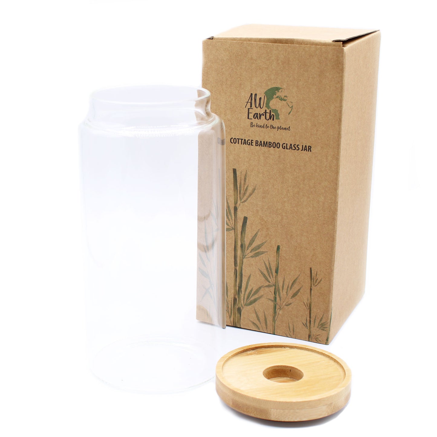 Small Bamboo Glass Jar 15cm freeshipping - Generosa